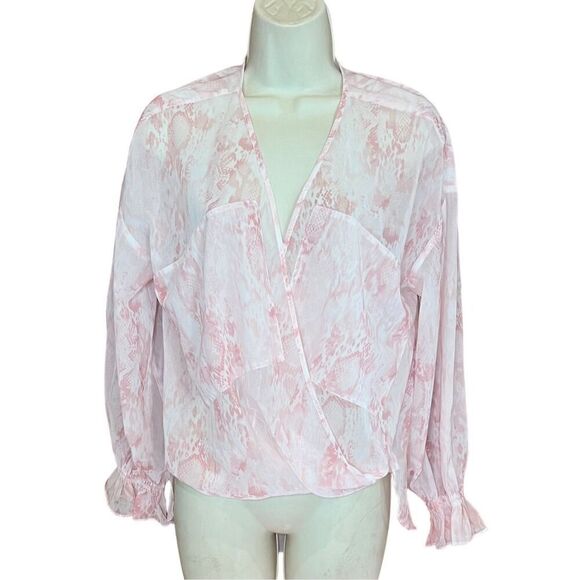 AllSaints Penny Masala See-Through Blouse in Soft Pink NWT Size 2 - Picture 3 of 6